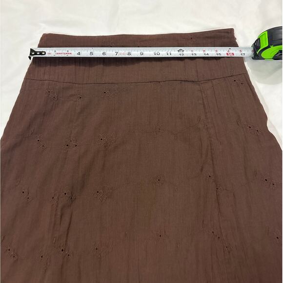 Vintage Reserved Womens Medium Brown Tiered Boho Gyspy Fairy Midi Skirt Vacation - Picture 8 of 9